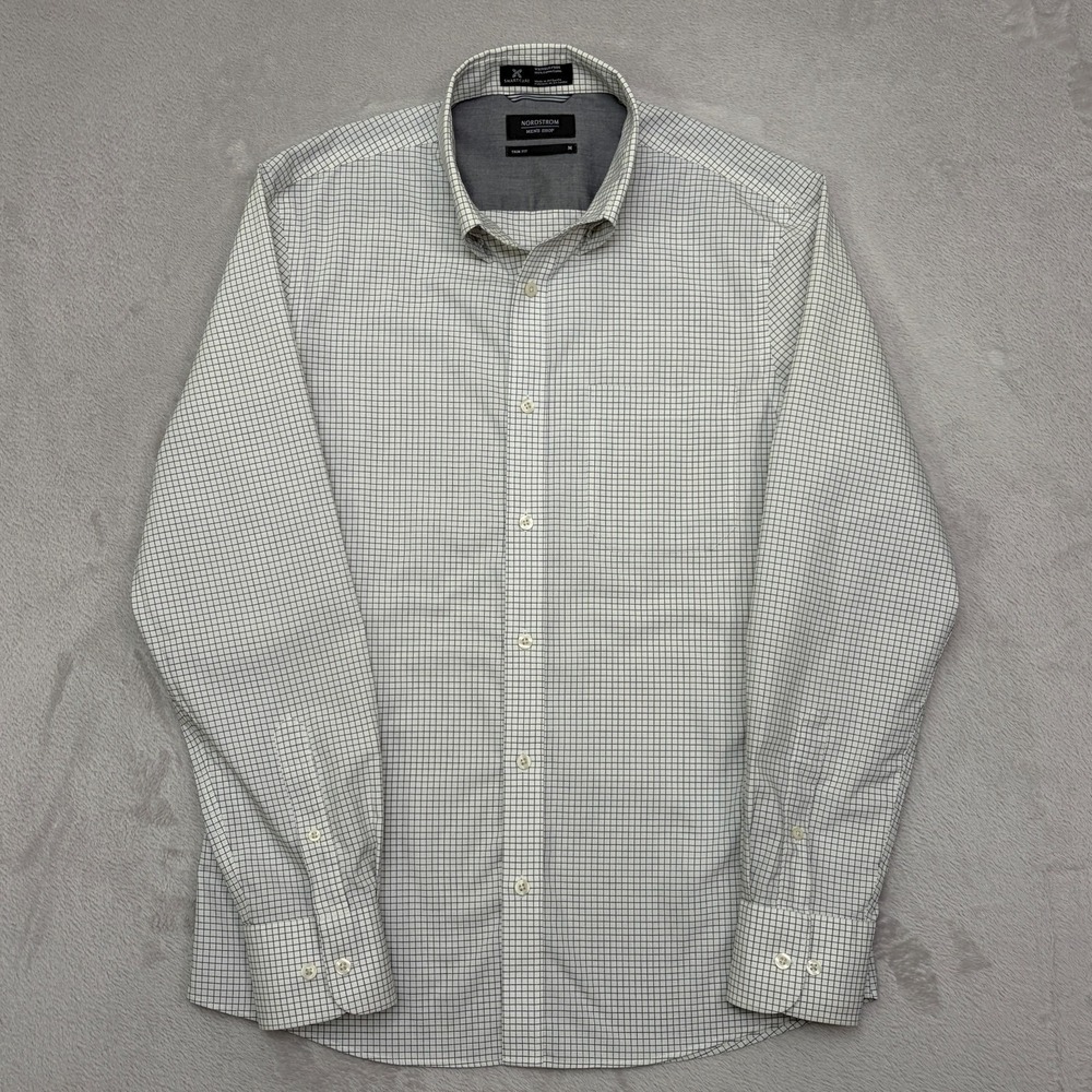 Nordstrom Men's Shop Smartcare Wrinkle-Free Cotton Trim Fit Button-Down Shirt M